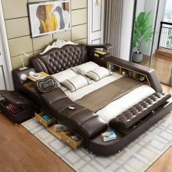 Luxury Smart Bed - Modern Leather Design for Ultimate Comfort
