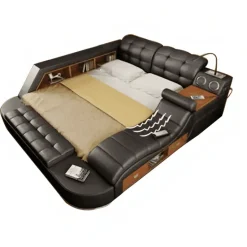 Luxury Smart Bed - Modern Leather Design for Ultimate Comfort