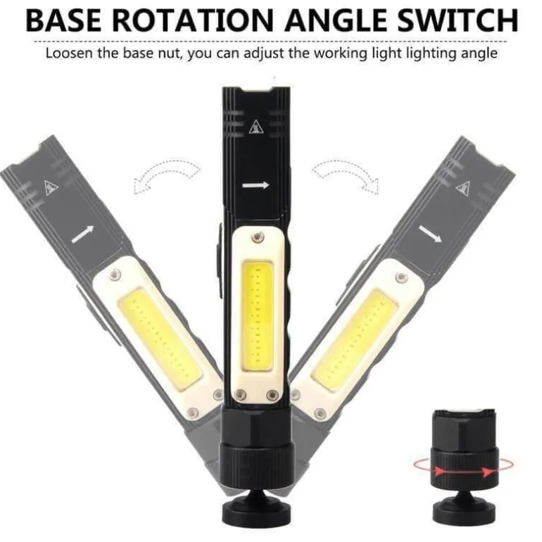 Magnetische wiederaufladbare Camping-Taschenlampe – verstellbares tragbares Außenlicht
