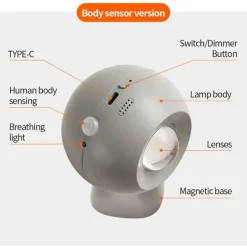Magnetische wiederaufladbare Wandlampe - Einstellbares rotierendes Licht