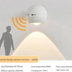 Magnetische wiederaufladbare Wandlampe - Einstellbares rotierendes Licht