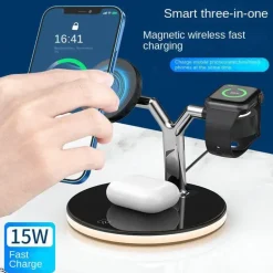 Magnetisches kabelloses 3-in-1-Telefonladegerät - Schnellladestation