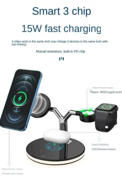Magnetisches kabelloses 3-in-1-Telefonladegerät - Schnellladestation