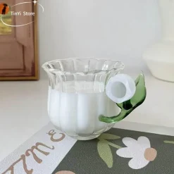 Maiglöckchen-Glasbecher-Set – Elegantes Trinkgeschirr für das Homeoffice