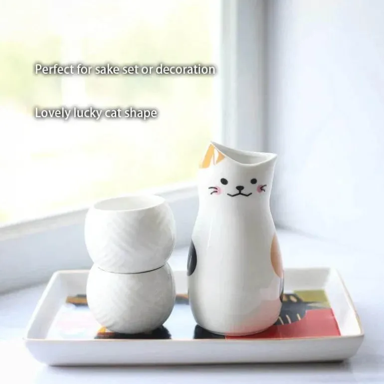 Maneki Neko Sake-Set – Lucky Cat Weingläser, Barzubehör
