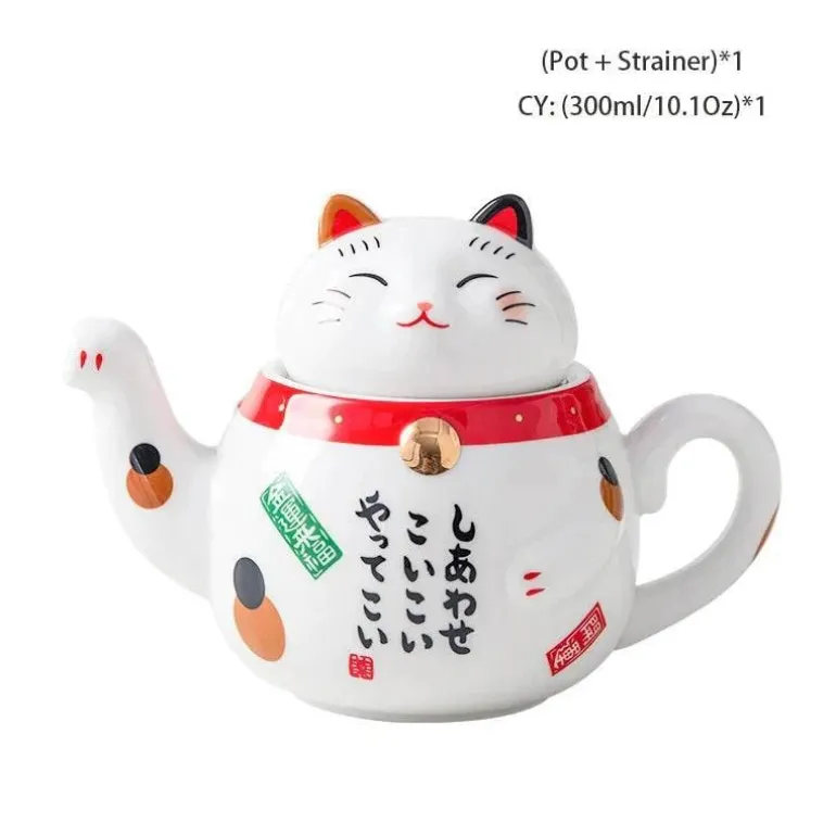 Maneki Neko Teeservice – Lucky Cat Porzellan Teekanne Tasse