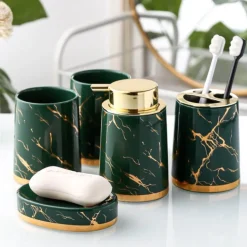 Marble Bathroom Accessory Set - Modern Stylish Decor