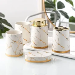 Marble Bathroom Accessory Set - Modern Stylish Decor
