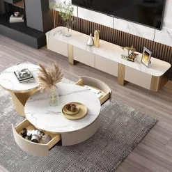 Marble Coffee Table Set - Modern Chic Stone Design