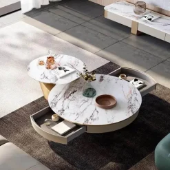 Marble Coffee Table Set - Modern Chic Stone Design