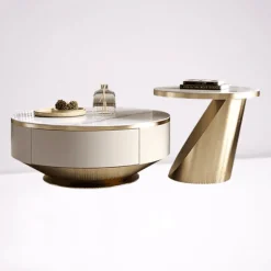 Marble Coffee Table Set - Modern Chic Stone Design