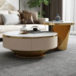 Marble Coffee Table Set - Modern Chic Stone Design