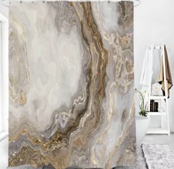 Marmor-Duschvorhang-Set – Stilvolles Badezimmerdekor