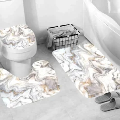 Marmor-Duschvorhang-Set – Stilvolles Badezimmerdekor