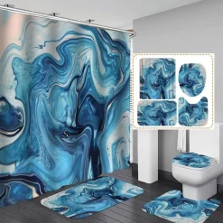 Marmor-Duschvorhang-Set – Stilvolles Badezimmerdekor