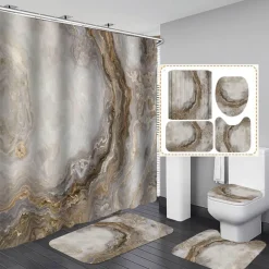 Marmor-Duschvorhang-Set – Stilvolles Badezimmerdekor