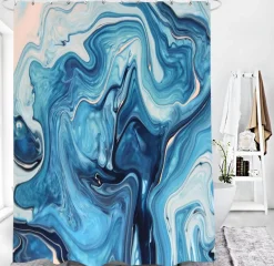 Marmor-Duschvorhang-Set – Stilvolles Badezimmerdekor