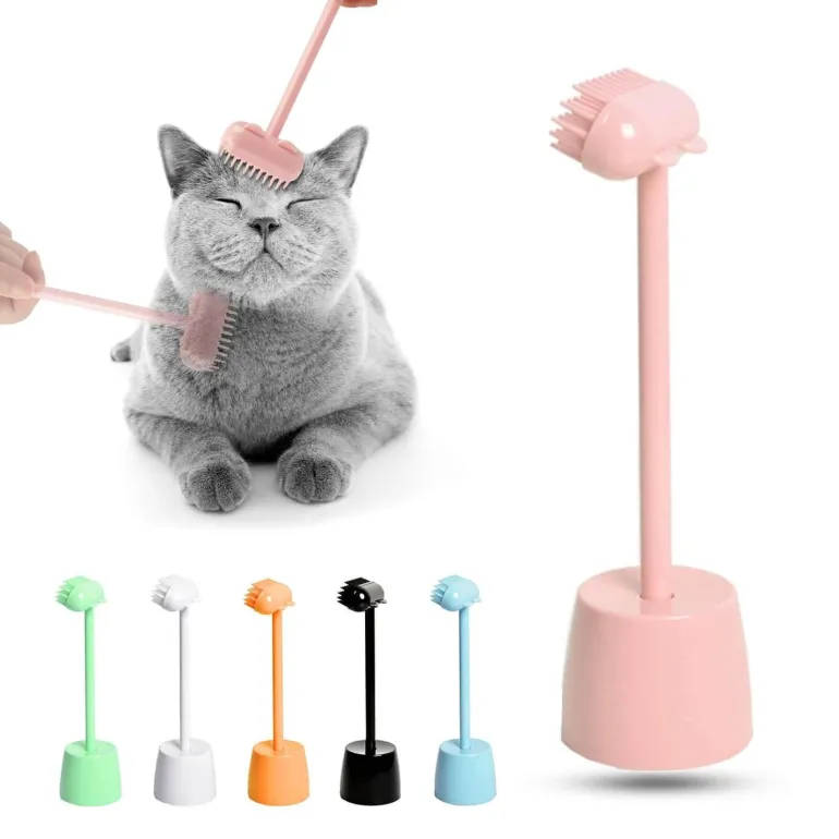 Massagebürste zur Katzenpflege – Interaktives Haustierspielzeug mit Ständer