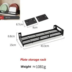 Mattschwarze Küchenaufbewahrung aus Metall ohne Bohren
