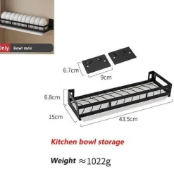 Mattschwarze Küchenaufbewahrung aus Metall ohne Bohren