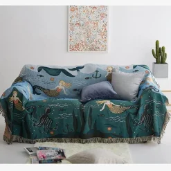 Meerjungfrau Strickdecke - Gemütliche nordische Decke für die Inneneinrichtung