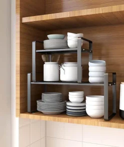 Mehrschichtiger Geschirr-Organizer – Aufbewahrungslösung für die Küchenarbeitsplatte