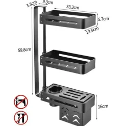 Mehrschichtiges drehbares Küchenregal – Aufbewahrungs-Organizer ohne Lochen