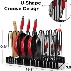 Mehrstufiger, verstellbarer Pfannen-Organizer für die Küche – platzsparendes Kochgeschirrregal