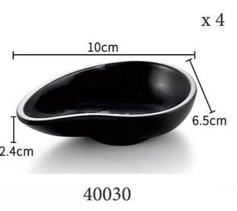 Melamin-Dip-Saucenschalen-Set - Schwarz, 4er-Pack