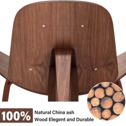 Mid Century Shell Lounge Chair - Moderner Akzentstuhl aus schwarzem PU-Leder