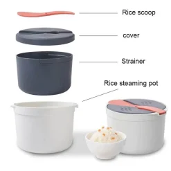 Mikrowellen-Reiskocher-Dampfgarer Bento Lunchbox Meal Prep Set