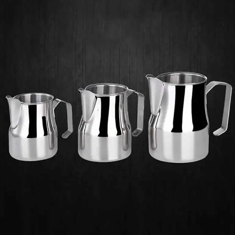 Milchaufschäumkännchen aus Edelstahl – Abgerundeter Ausguss 350 ml 550 ml 750 ml Optionen