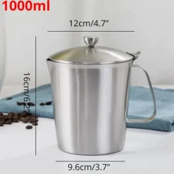 Milchaufschäumkrug aus Edelstahl mit Deckel - Messbecher