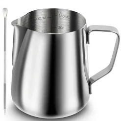 Milchaufschäumkrug aus Edelstahl, 340 ml, mit Dekorationsstift