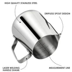 Milchaufschäumkrug aus Edelstahl, 340 ml, mit Dekorationsstift