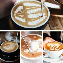 Milchaufschäumkrug aus Edelstahl, 340 ml, mit Dekorationsstift