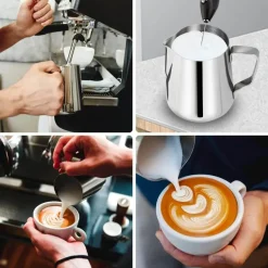 Milchaufschäumkrug aus Edelstahl, 340 ml, mit Dekorationsstift