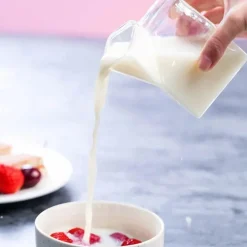 Milchkarton-Glasbecher – süß, transparent, 300 ml, für Saft, Kaffee, Tee