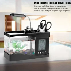 Mini-Aquarium mit LCD-Uhr – digitales Wasser-Dekor für Zuhause