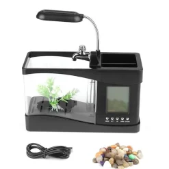 Mini-Aquarium mit LCD-Uhr – digitales Wasser-Dekor für Zuhause