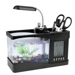 Mini-Aquarium mit LCD-Uhr – digitales Wasser-Dekor für Zuhause