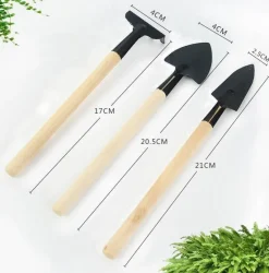 Mini-Gartengeräte-Set - Balkonpflanzen-Pflegeset aus Holz