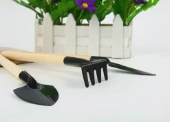 Mini-Gartengeräte-Set - Balkonpflanzen-Pflegeset aus Holz