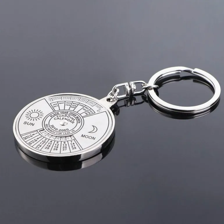 Mini-Kalender-Schlüsselanhänger aus Metall – Kreatives Zeitportal-Design