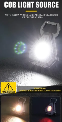 Mini-LED-Schlüsselanhänger-Taschenlampe, Flaschenöffner – kompaktes Multifunktionswerkzeug