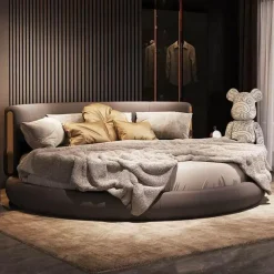 Minimalist Italian Leather Bed - Luxury Florentine Design