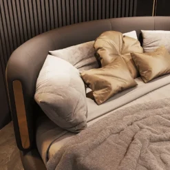 Minimalist Italian Leather Bed - Luxury Florentine Design