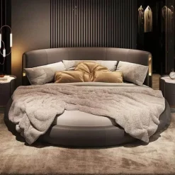 Minimalist Italian Leather Bed - Luxury Florentine Design