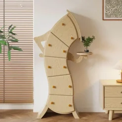 Minimalist Wooden Cabinet - Playful Storage Solution