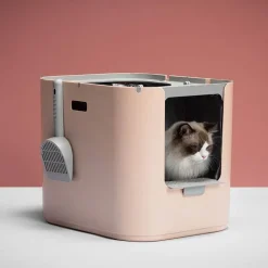 Minimalistische Anti-Geruchs-Katzentoilette – Geruchsreduzierende Toilettenlösung